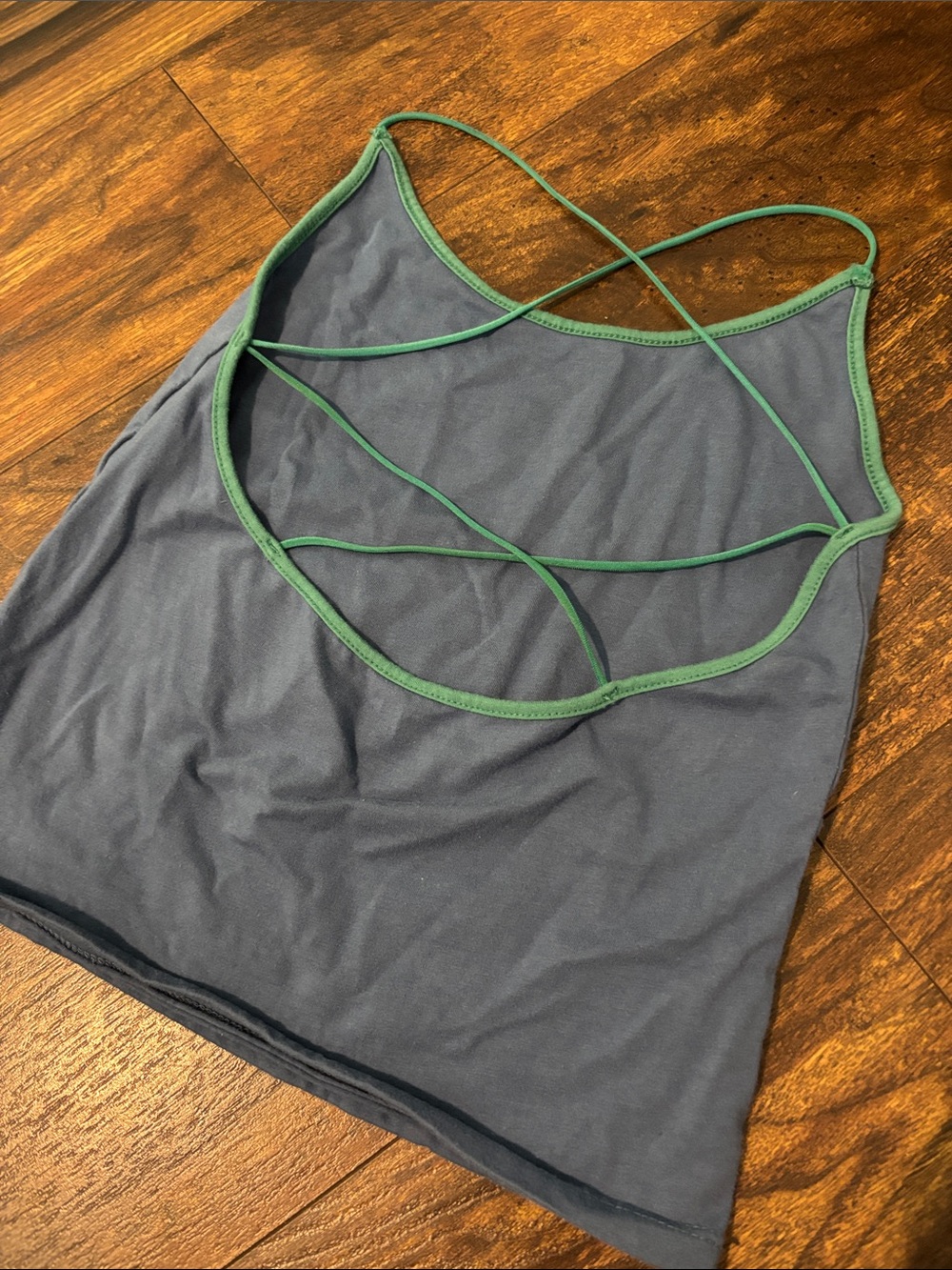 American Eagle Blue Strappy Cami with Green Trim